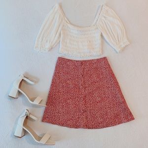 Urban Outfitters Smocked Puff Sleeve Crop Top